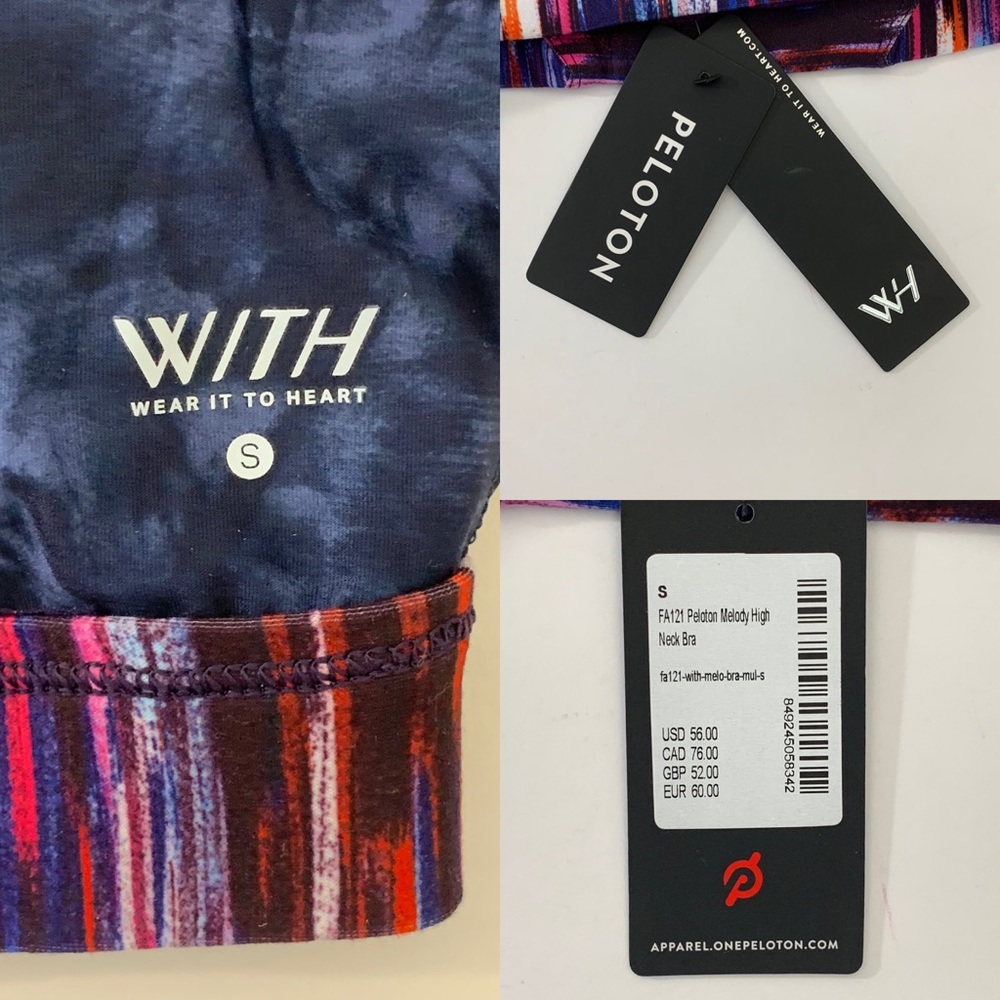 Peloton X WITH Melody Printed High Neck Sports Bra Sz S - Picture 6 of 14